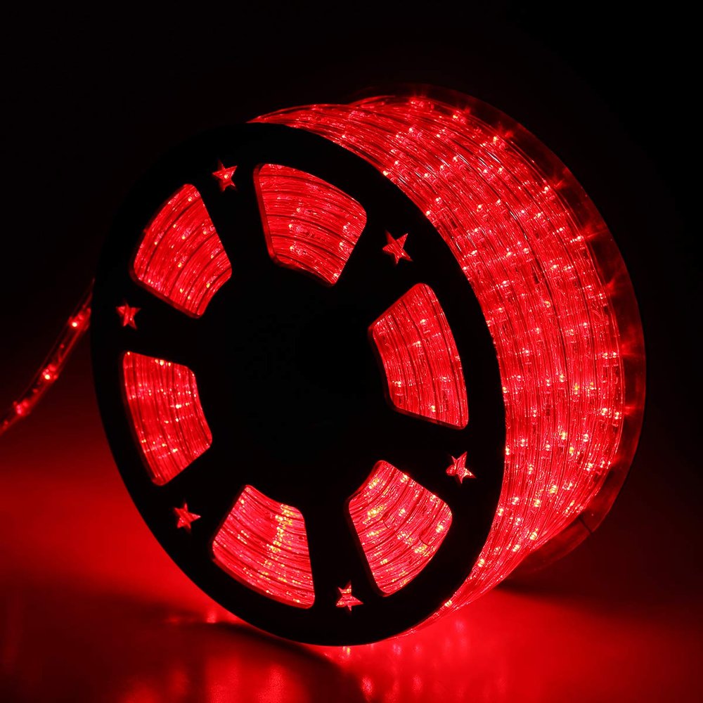Buyagn 100Ft LED Rope Lights, LED Strip Lights Outdoor Waterproof Decorative Lighting for Indoor/Outdoor, Eaves, Backyards Garden, Halloween and Christmas Decorations(Red)