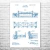Suspension Bridge Poster Print, Structural Engineer, Architect Gift, Bridge Blueprint, Office Wall Art, Engineering Gift Blue & White (24 inch x 36 inch) view 1
