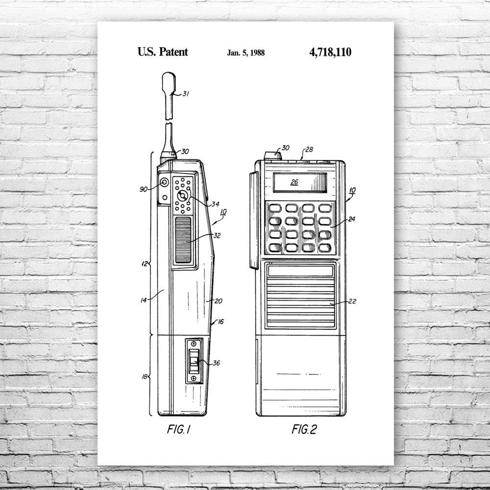 Two Way Radio Poster Print, Police Gift, Walkie Talkie, Radio Blueprint, Law Enforcement Art, Radio Operator Gift Black & White (24 inch x 36 inch)