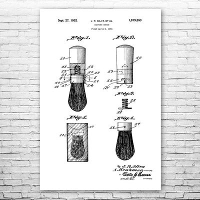 Shaving Brush Poster Print, Barber Shop Art, Barber Gift, Bathroom Decor, Stylist Gift, Salon Wall Art, Shaving Gift Black & White (18 inch x 24 inch)