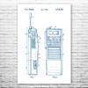 Two Way Radio Poster Print, Police Gift, Walkie Talkie, Radio Blueprint, Law Enforcement Art, Radio Operator Gift Blue & White (24 inch x 36 inch) view 1