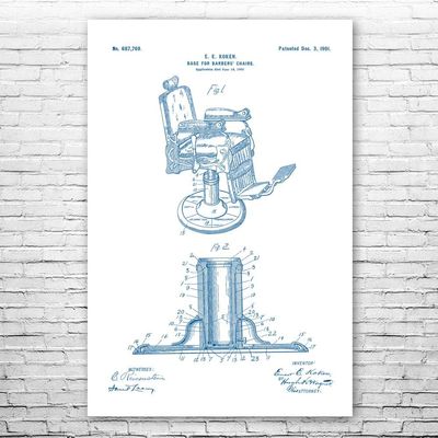 Barber Chair Patent Print Poster (24x36) Hair Stylist, Barber Gift, Chair Blueprint, Barber Shop Art, Fashion Decor, Stylist Gift
