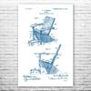 Adirondack Chair Poster Print, Furniture Maker, Carpenter Gift, Wood Working, Shop Class Teacher, Handyman Gift Blue & White (24 inch x 36 inch) view 1