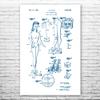 Doll Construction Poster Print, Toy Lover Gift, Toy Store Art, Play Room Art, Doll Collector Gift, Fashion Doll Art Blue & White (24 inch x 36 inch) view 1