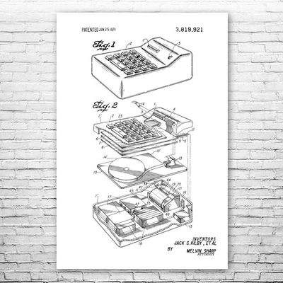 Calculator Poster Print, Math Teacher Gift, Calculator Wall Art, Accountant Gift, Classroom Wall Art, Calculator Decor Black & White (18 inch x 24 inch)
