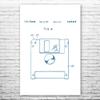 Floppy Disk Poster Print, Programmer Gift, Computer Science Art, IT Tech Gift, Floppy Disk Art Print, Computer Decor Blue & White (24 inch x 36 inch) view 1