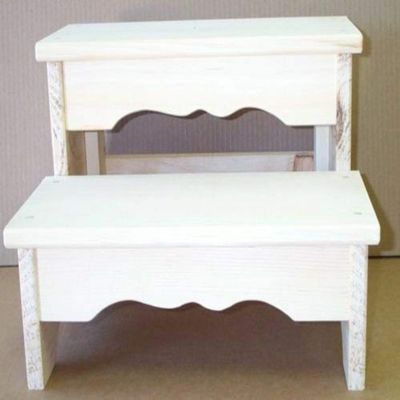 2 Step Foot Stool Child's Bench Unfinished Pine Wood