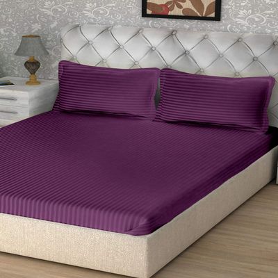 Comfort Bed Store Organic Cotton Bed Sheet Set 4 PCs, 1 Flat Sheet (66''x 96''), 1 Fitted Sheet (39''x 75'') and 2 Pillow Cover (20''x 30''), 1000 TC, 10 Inch Deep Pocket Twin/Single (Eggplant)