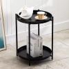 Artechworks Metal End Table Side Table,2-Tier Removable Trays Round Coffee Table,Nightstand Bedside Table,Sofa Table Drink Snack Table for Living Room,Bedroom,Home Office,Black(44.5H53cm) view 1