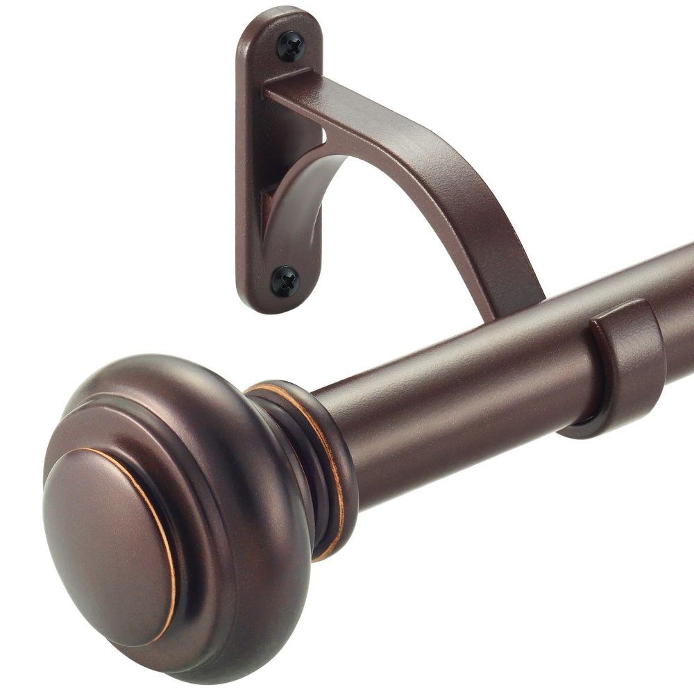 36-72 Inches Curtain Rods for Window, Vimayta 1 Inch Diameter Drapery Rod with Resin Finials, Ideal Adjustable Heavy Duty Single Curtains Rod for Bedroom, Living Room Decoration, Matte Brown