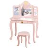 Costzon Kids Vanity Table and Chair Set, Princess Makeup Dressing Table with Drawer & Tri-Folding Mirror, 2 in 1 Vanity Set with Detachable Top, Pretend Beauty Play Vanity Set for Girls (Pink) view 1