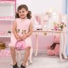 Costzon Kids Vanity Table and Chair Set, Princess Makeup Dressing Table with Drawer & Tri-Folding Mirror, 2 in 1 Vanity Set with Detachable Top, Pretend Beauty Play Vanity Set for Girls (Pink) view 2