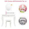 Costzon Kids Vanity, Girls Vanity Set with Mirror and Stool, Storage Drawer, Princess Toddler Makeup Vanity Desk Dressing Table, Wooden Kids Vanity Table and Chair Set (White) view 2