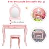 Costzon Kids Vanity, Girls Vanity Set with Mirror and Stool, Storage Drawer, Princess Toddler Makeup Vanity Desk Dressing Table, Wooden Kids Vanity Table and Chair Set (Pink) view 2