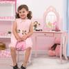 Costzon Kids Vanity, Girls Vanity Set with Mirror and Stool, Storage Drawer, Princess Toddler Makeup Vanity Desk Dressing Table, Wooden Kids Vanity Table and Chair Set (Pink) view 3