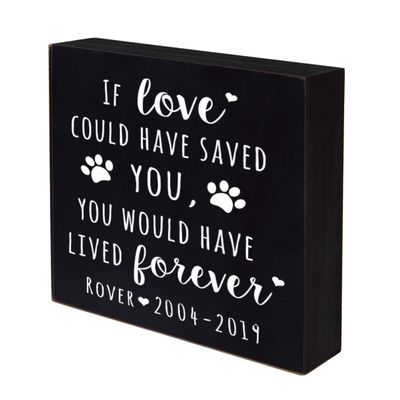 LifeSong Milestones Personalized Pet Memorial Shadow Box If Love Could Have Saved You Bereavement Keepsake Loss of Loved One Sympathy Wall Art - 6 x 6 (Black)