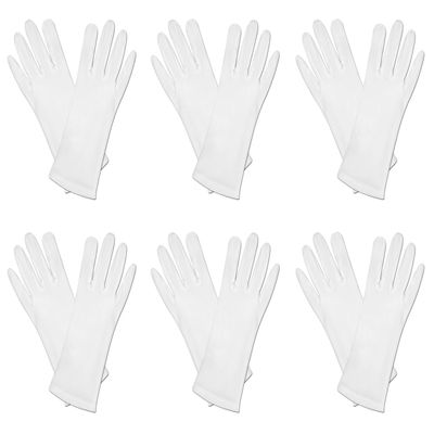 Beistle Theatrical Gloves 6 Pairs Awards Night Party Supplies VIP Costume Accessories, One Size, White