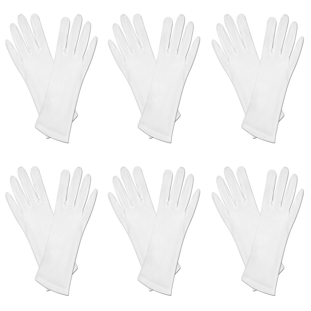 Beistle Theatrical Gloves 6 Pairs Awards Night Party Supplies VIP Costume Accessories, One Size, White