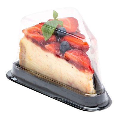 Restaurantware 5.5 x 4.1 x 3 Inch Cake Slice Containers 100 Disposable Individual Pie Slice Containers - With Clear Covers Triangle Black Plastic Pie Slice Boxes For Pastries or Cheesecakes