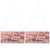 Fdit 2Pcs Wooden Gift Hangang Creative Letter Pastoral Style Shop Signboard Welcome Letter Board Festival Decoration Pendant view 1