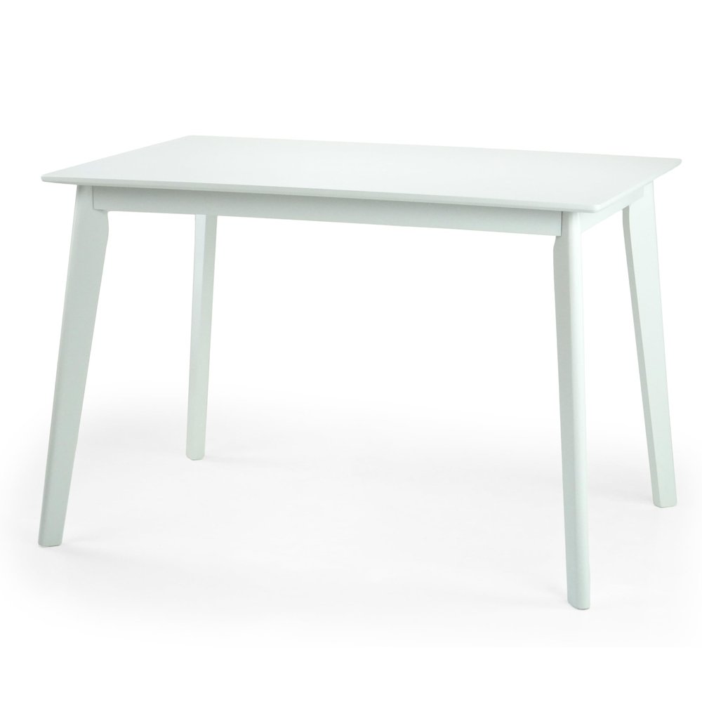 Yumiko Solid Wood Rectangular Dining Table Kitchen Modern, White Color