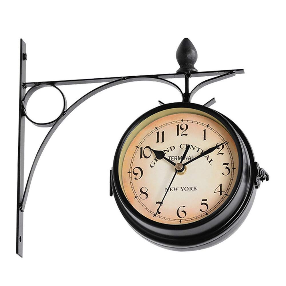 beiyoule Hanging Wall Clock, Iron Retro Antique Metal Wall Clock for Outdoor Decorative Wall Art Decor Home Office Clock Silent Kitchen