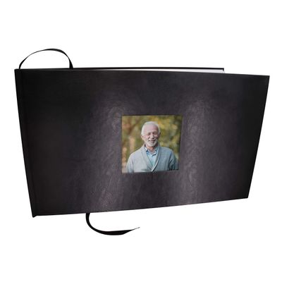 Black Faux Leather Photo Funeral Guest Book for Memorial Service and Celebration of Life Guest Book for Memorial Service - Beautiful & Vibrant Sign in Book for Funeral