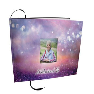 COMMEMORATIVE CREMATION URNS Angel (Purple) Photo Funeral Guest Book for Memorial Service and Celebration of Life Guest Book for Memorial Service - Beautiful & Vibrant Sign in Book for Funeral
