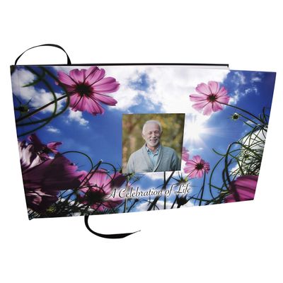 COMMEMORATIVE CREMATION URNS Morning Glories Photo Funeral Guest Book for Memorial Service and Celebration of Life Guest Book for Memorial Service - Beautiful & Vibrant Sign in Book for Funeral