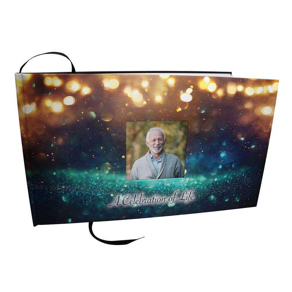 Guardian Angel (Teal) Photo Funeral Guest Book Celebration of Life, Guest Book for Funeral, Funeral Guest Books Celebration of Life, Funeral Guest Book for Memorial Service - Sign in Book for Funeral