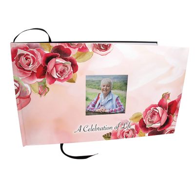 COMMEMORATIVE CREMATION URNS Holy Roses Photo Photo Funeral Guest Book for Memorial Service and Celebration of Life Guest Book for Memorial Service - Beautiful & Vibrant Sign in Book for Funeral