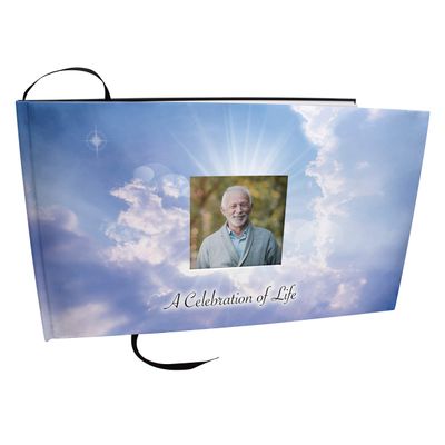 COMMEMORATIVE CREMATION URNS Heavenly Cross Photo Funeral Guest Book for Memorial Service and Celebration of Life Guest Book for Memorial Service - Beautiful & Vibrant Sign in Book for Funeral