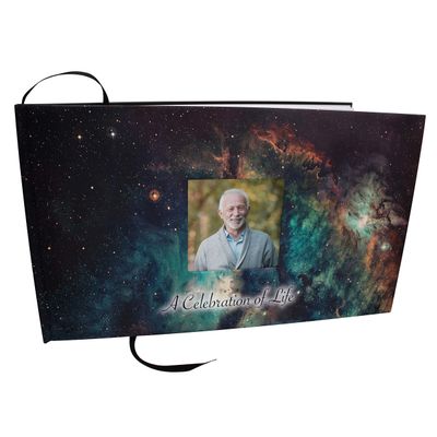 COMMEMORATIVE CREMATION URNS Supernova Photo Funeral Guest Book for Memorial Service and Celebration of Life Guest Book for Memorial Service - Beautiful & Vibrant Sign in Book for Funeral