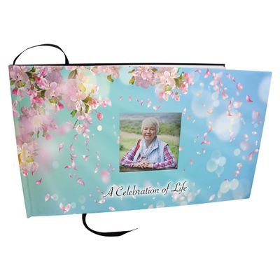 COMMEMORATIVE CREMATION URNS Along The Breeze Photo Funeral Guest Book for Memorial Service and Celebration of Life Guest Book for Memorial Service - Beautiful & Vibrant Sign in Book for Funeral