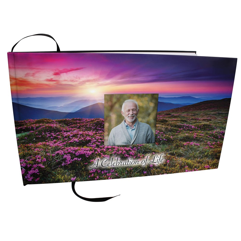 COMMEMORATIVE CREMATION URNS Heaven on Earth Photo Funeral Guest Book for Memorial Service and Celebration of Life Guest Book for Memorial Service - Beautiful & Vibrant Sign in Book for Funeral