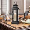Serene Spaces Living Black Metal Hurricane Lantern with Clear Glass  15" Tall, 5" Square. Versatile Hanging/Tabletop Candle Holder for Weddings, Parties, Indoor & Outdoor Home dcor. view 2