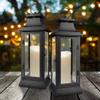 Serene Spaces Living Black Metal Hurricane Lantern with Clear Glass  15" Tall, 5" Square. Versatile Hanging/Tabletop Candle Holder for Weddings, Parties, Indoor & Outdoor Home dcor. view 4