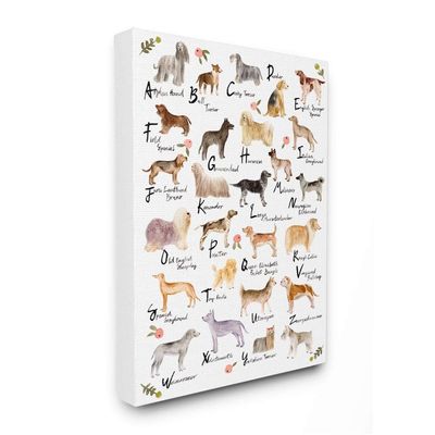 Stupell Industries Chic Alphabet of Dogs with Floral Detail