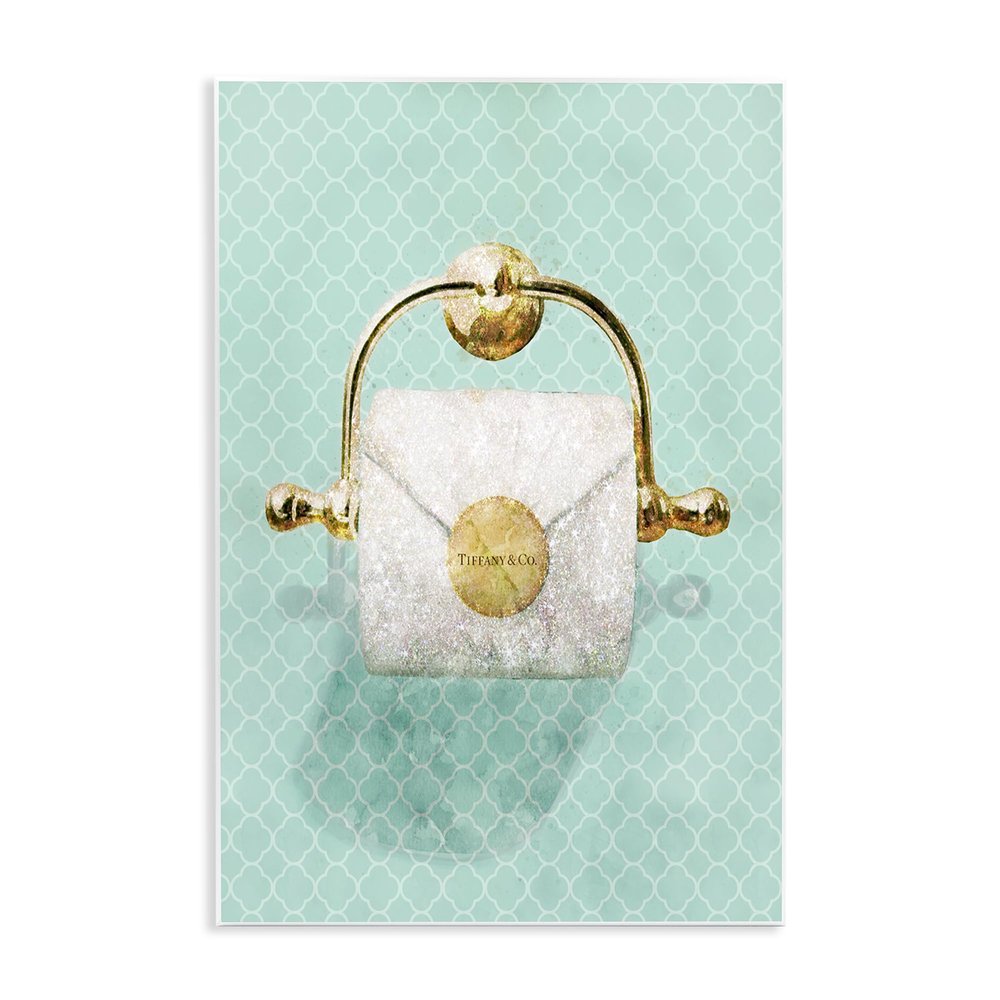 Stupell Industries 'Fashion Toilet Paper Role Turquoise', Wall Plaque Art, 13 x 19 Inches, Easy to Hang and Sturdy, Made in USA, by Ziwei Li