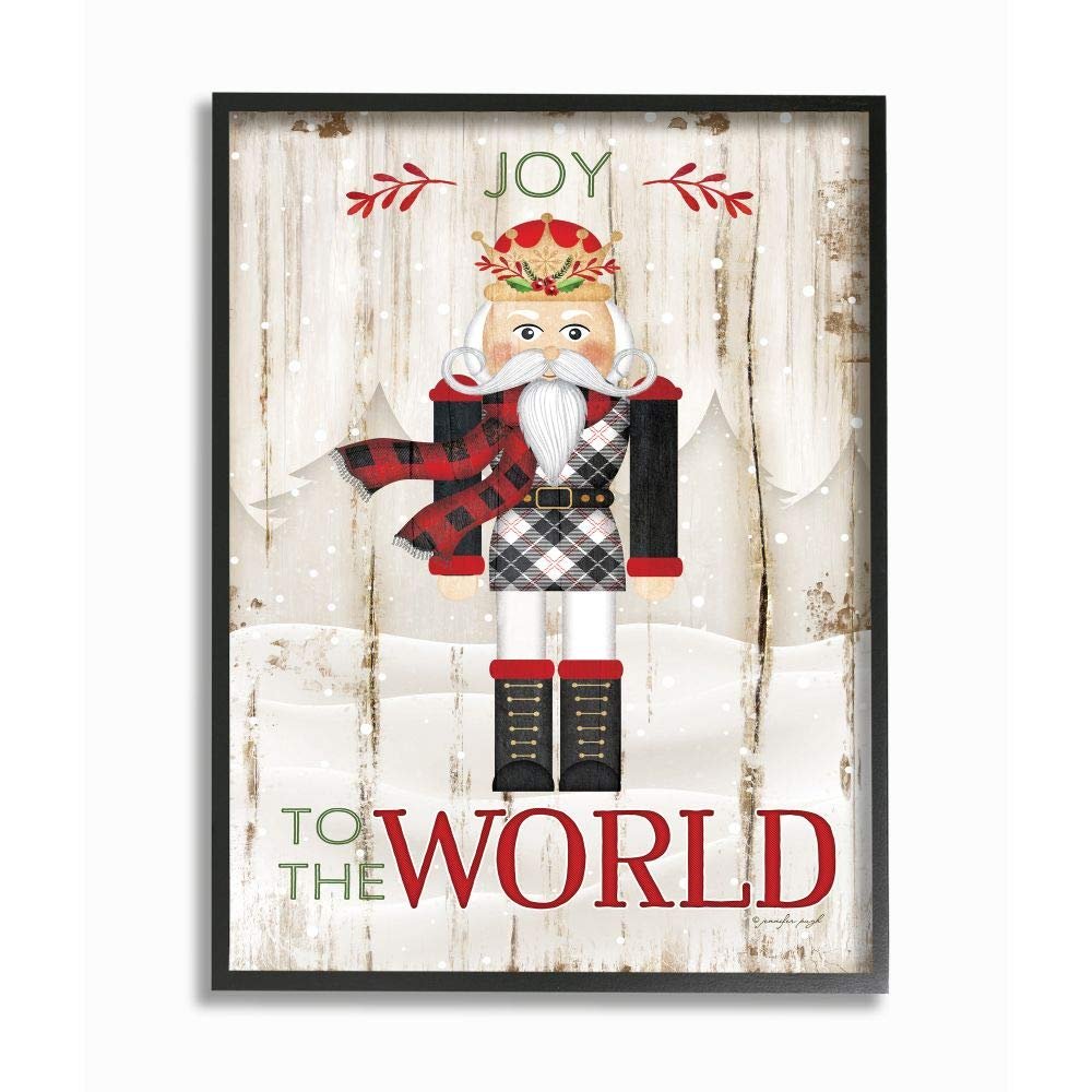 Stupell Industries Joy to The World Quote with Christmas Nutcracker