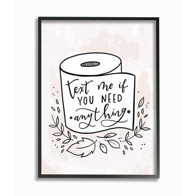 Stupell Industries Bathroom Humor Text Me if You Need Toilet Paper Wall Art, 24 x 30, Off-White