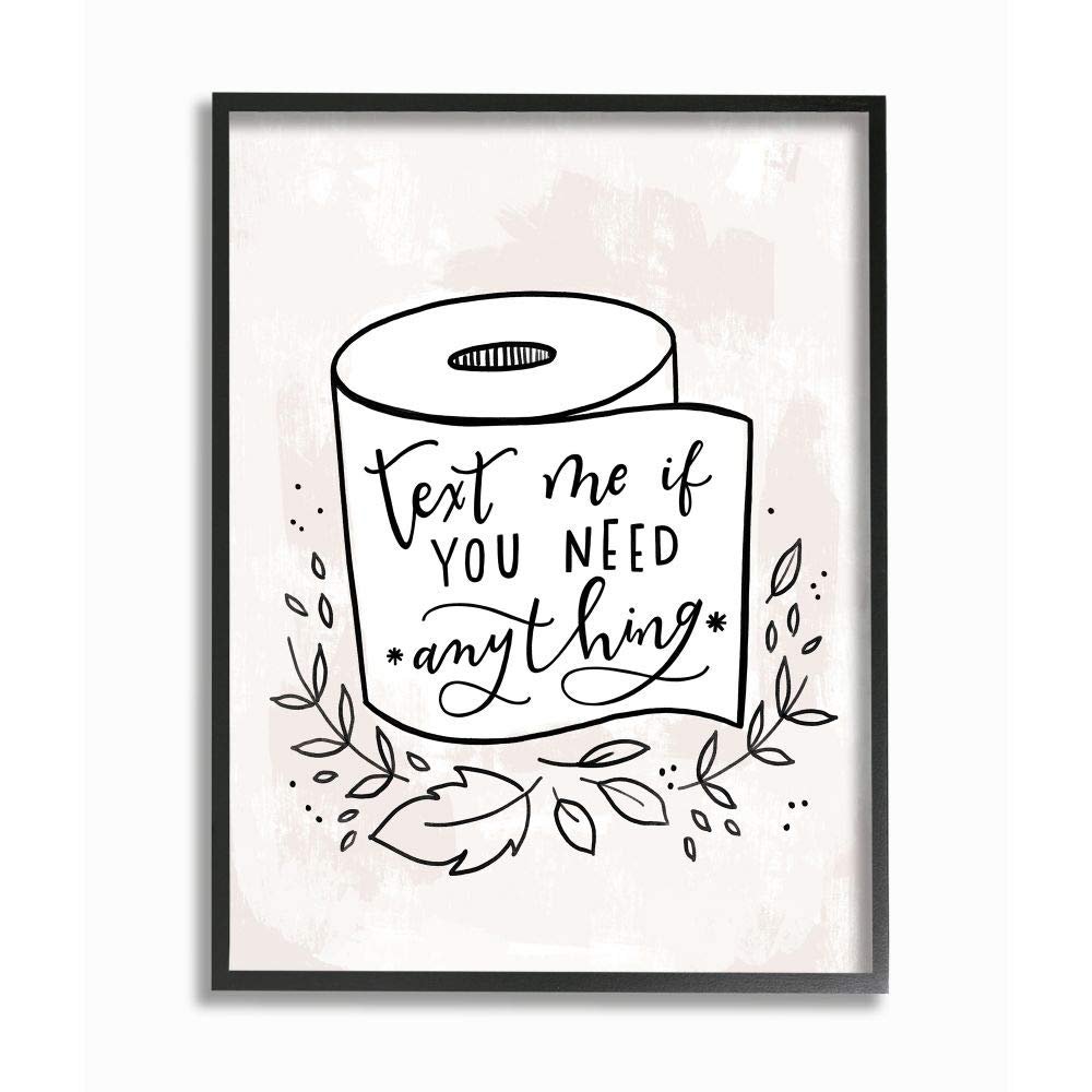 Stupell Industries Bathroom Humor Text Me if You Need Toilet Paper Wall Art, 24 x 30, Off-White