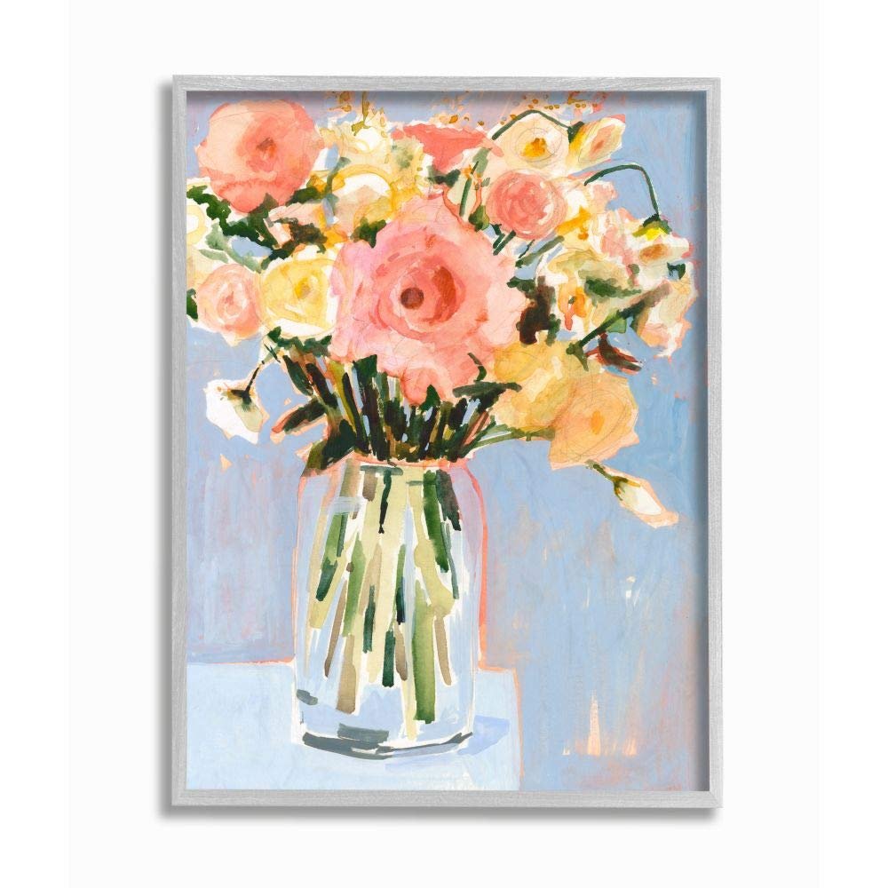 Stupell Industries Chic Floral Bouquet Pastel Spring Flowers Wall Art, 11 x 14, Blue