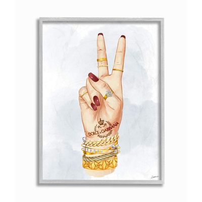 Designer Peace Hand Sign with Golden Accessories