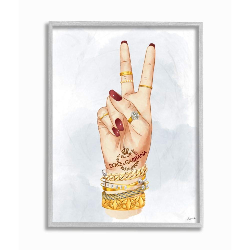 Designer Peace Hand Sign with Golden Accessories