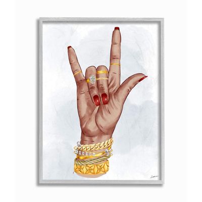 Stupell Industries I Love You Hand Pose Fashion Inspired Accessories Wall Art, 16 x 20, Off- White