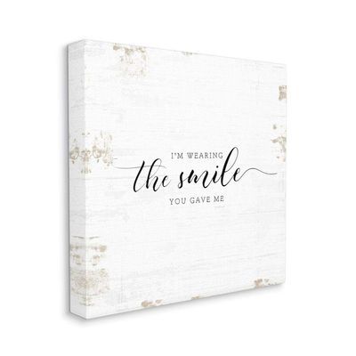 Stupell Industries Wearing The Smile You Game Me Romantic Couple Phrase Wall Art, 30 x 30, Off- White