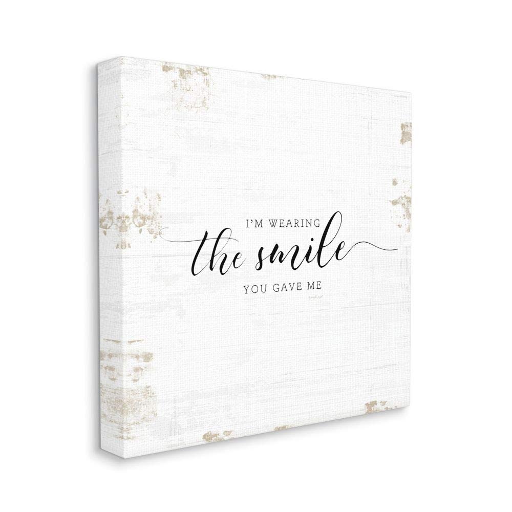Stupell Industries Wearing The Smile You Game Me Romantic Couple Phrase Wall Art, 30 x 30, Off- White