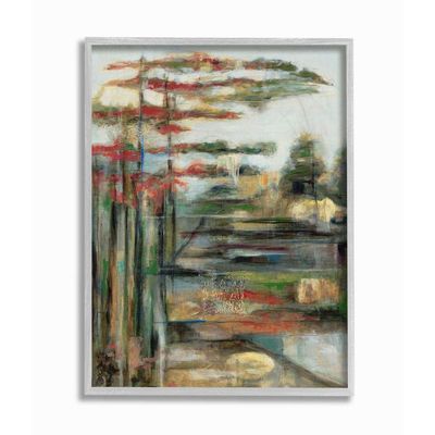 Abstracted Pastel Landscape Red Green Blue