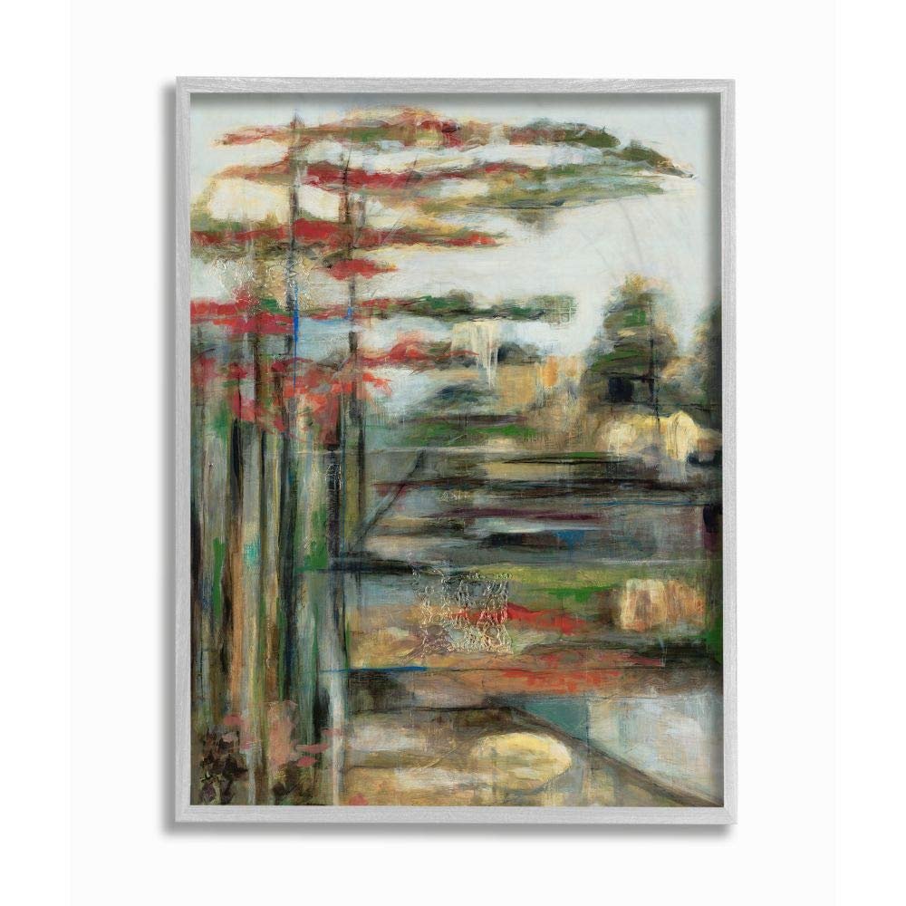 Abstracted Pastel Landscape Red Green Blue